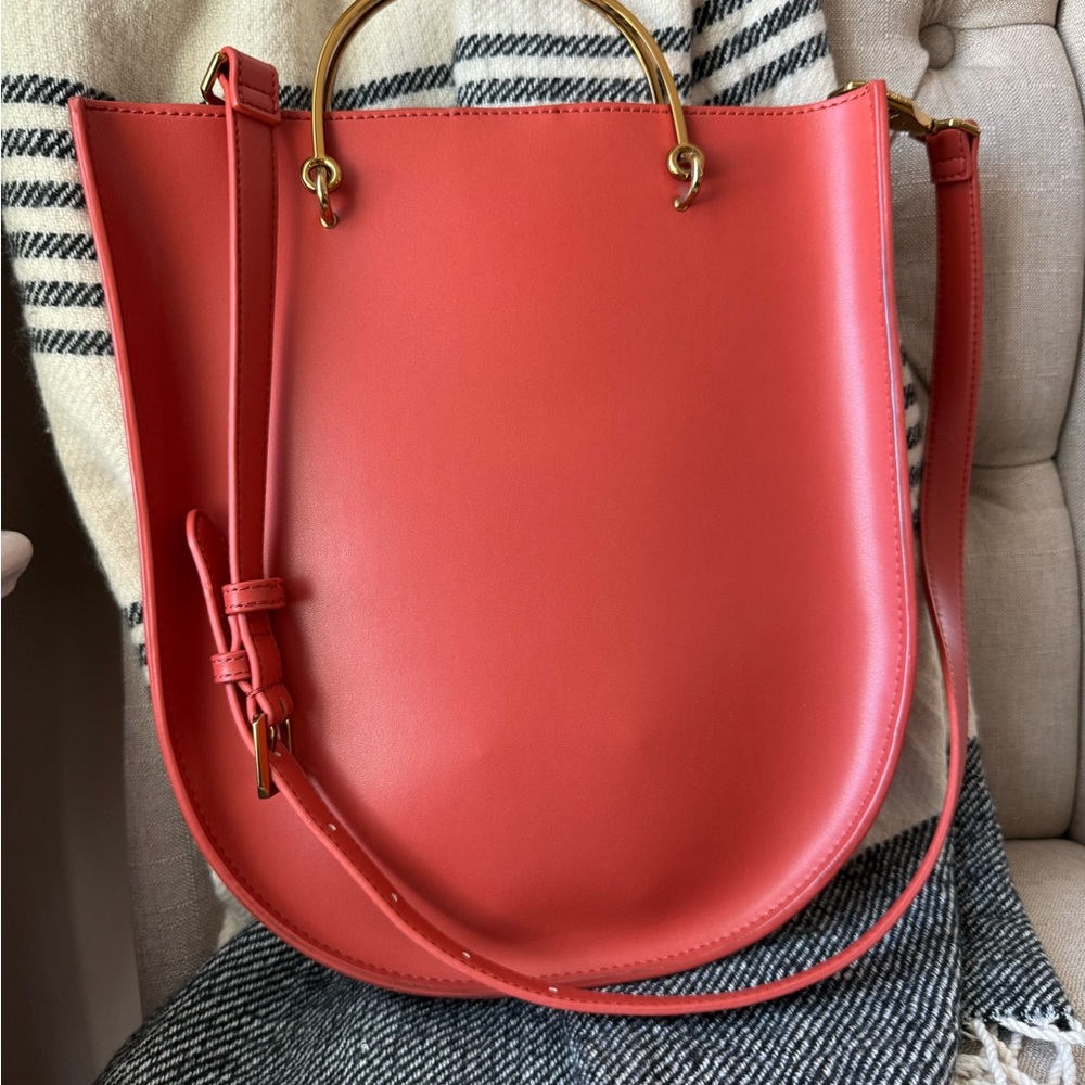 🆕 Charles & Keith Curved Edge‎ Tote Bag Burnt Orange Handbag - Picture 11 of 13